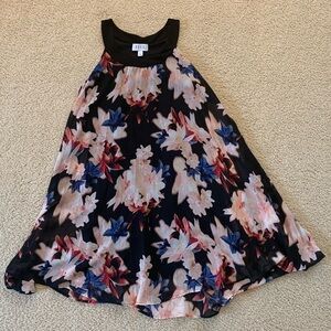 Black Floral Dress Trapeze Swing Dress (Elle) in XS